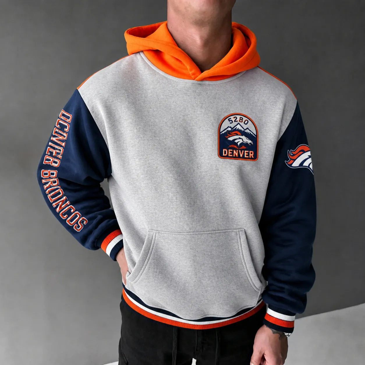 Unisex Casual-chic Rugby-print Hoodie