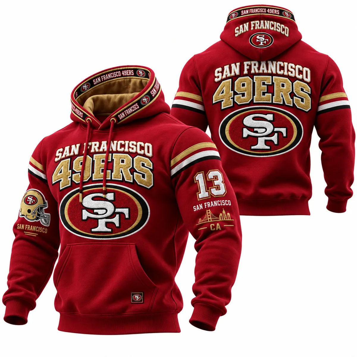 Rugby-print Hooded Sweatshirt