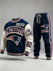 Unisex Vintage Football‐Inspired Print Sweatershirt Set