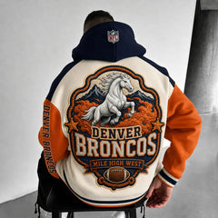 Unisex Casual-chic Rugby-print Hoodie