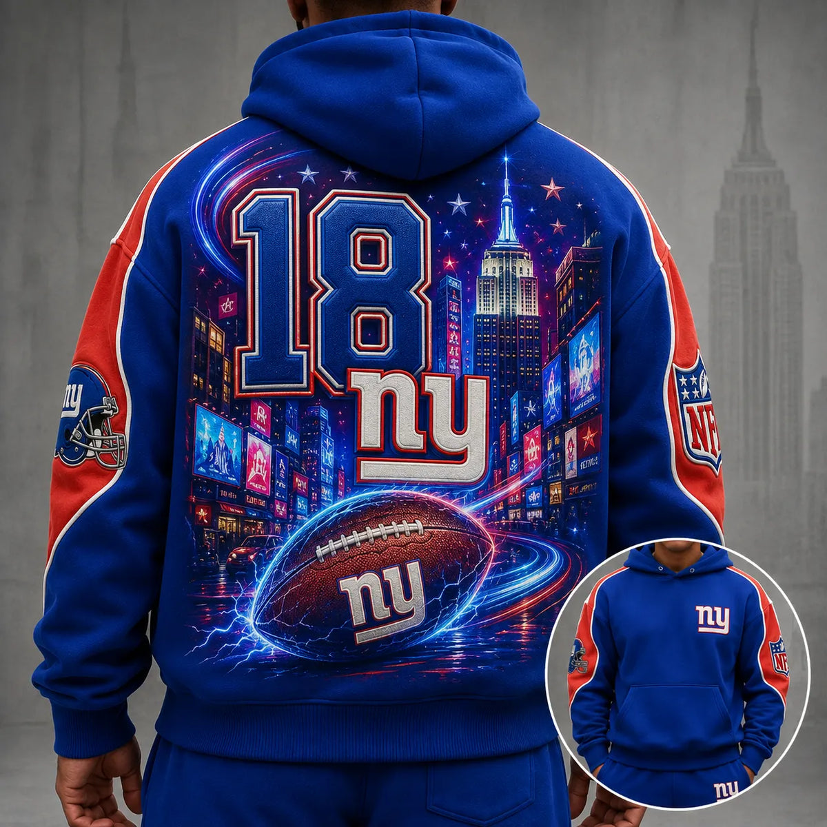 Unisex Casual-Chic Rugby-Print Hoodie And Jogger Set