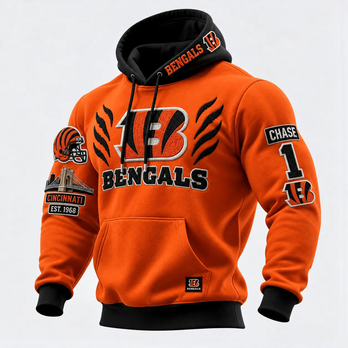 Rugby-print Hooded Sweatshirt