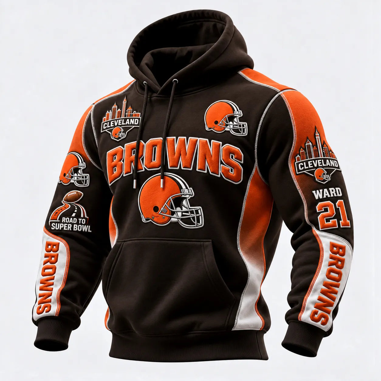 Rugby-print Hooded Sweatshirt