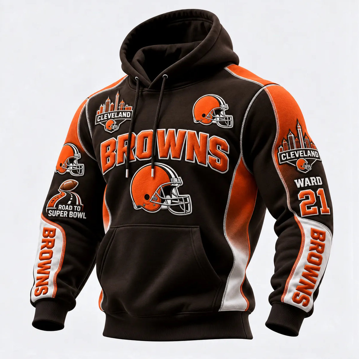 Rugby-print Hooded Sweatshirt