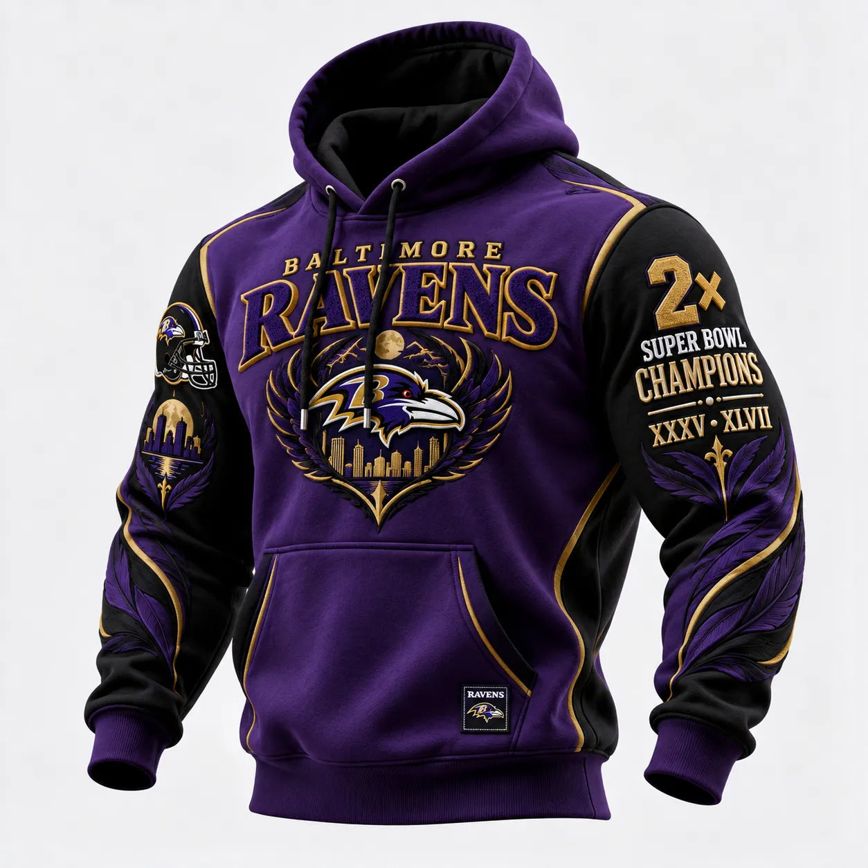 Rugby-print Hooded Sweatshirt