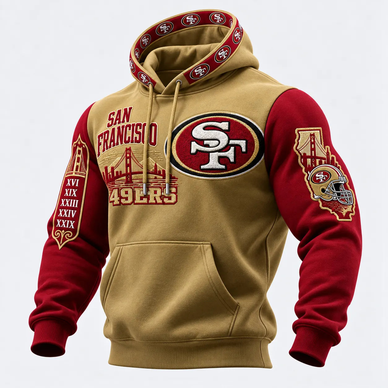 Rugby-print Hooded Sweatshirt