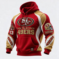 Rugby-print Hooded Sweatshirt