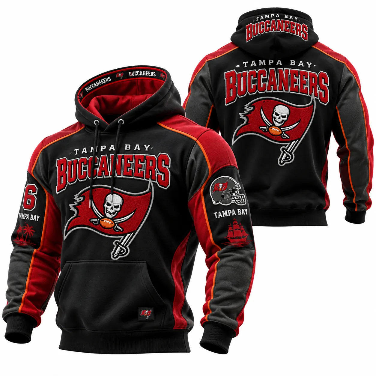 Rugby-print Hooded Sweatshirt