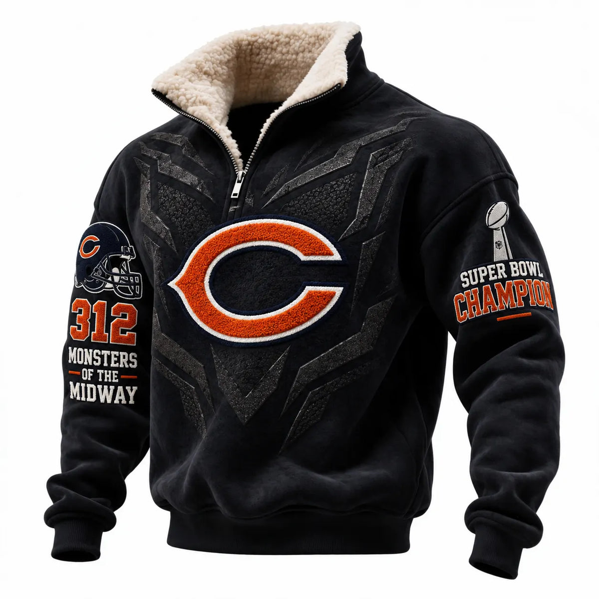 Rugby-print Quarter-zip Mock-neck Sweatshirt