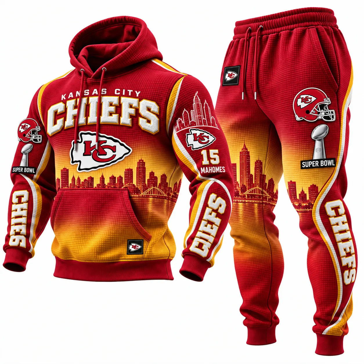 Rugby-print Waffle-knit Hoodie And Pants Set