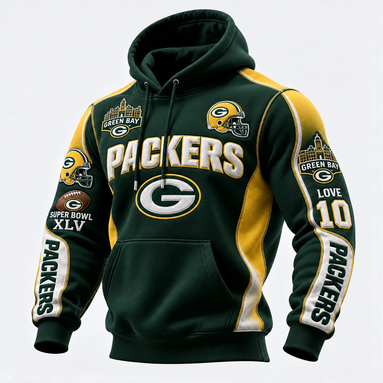 Rugby-print Hooded Sweatshirt
