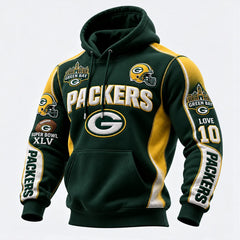Rugby-print Hooded Sweatshirt