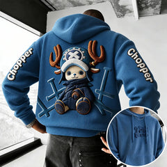 Unisex Retro Corduroy Hoodie With Anime-style Graphics