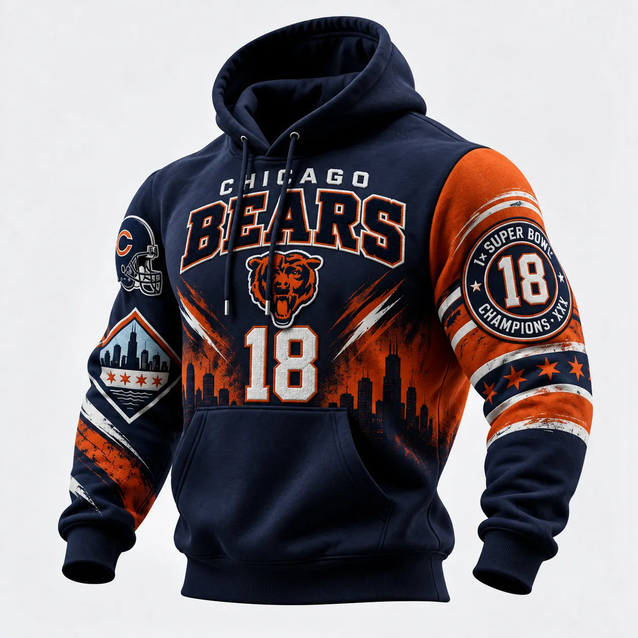 Rugby-print Hooded Sweatshirt