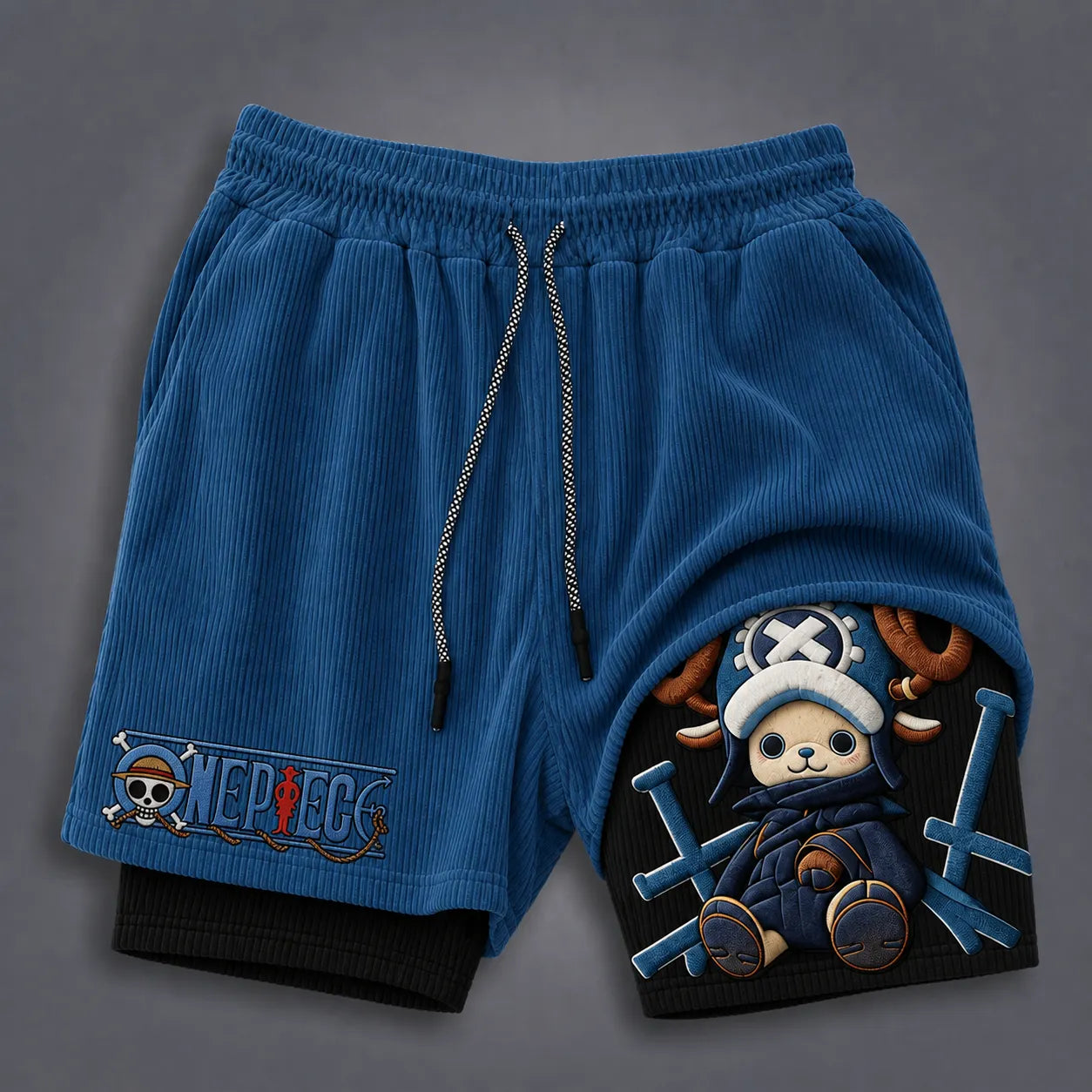 Unisex Double-layer Shorts With Anime Print