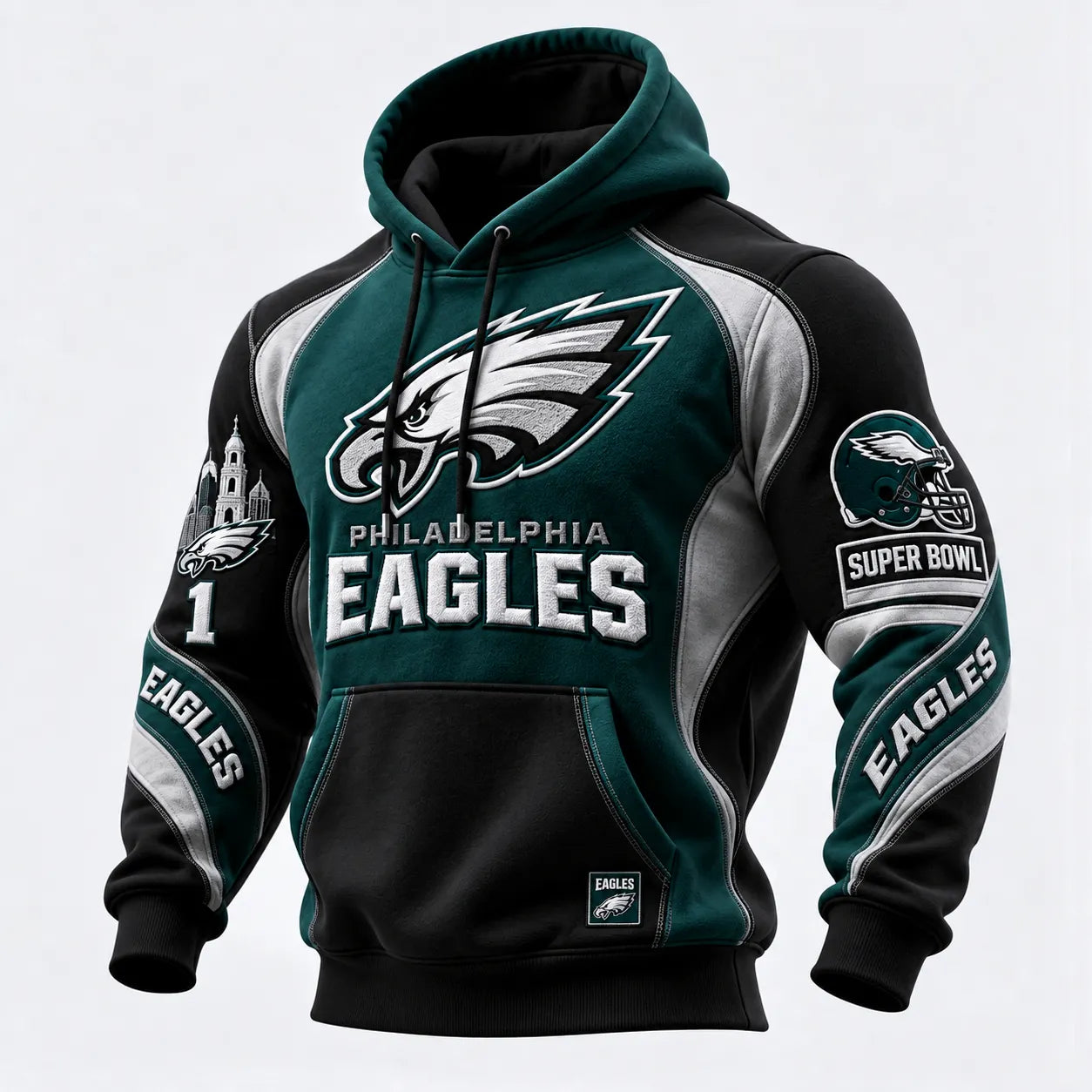 Rugby-print Hooded Sweatshirt