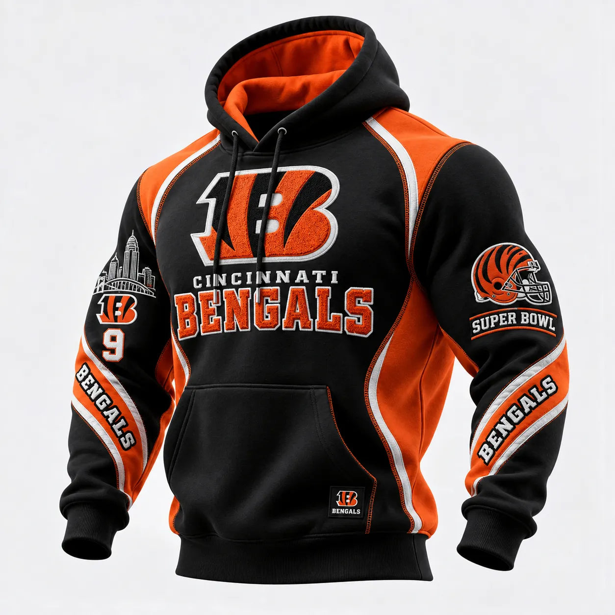 Rugby-print Hooded Sweatshirt