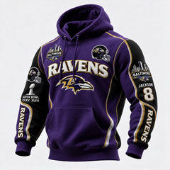 Rugby-print Hooded Sweatshirt
