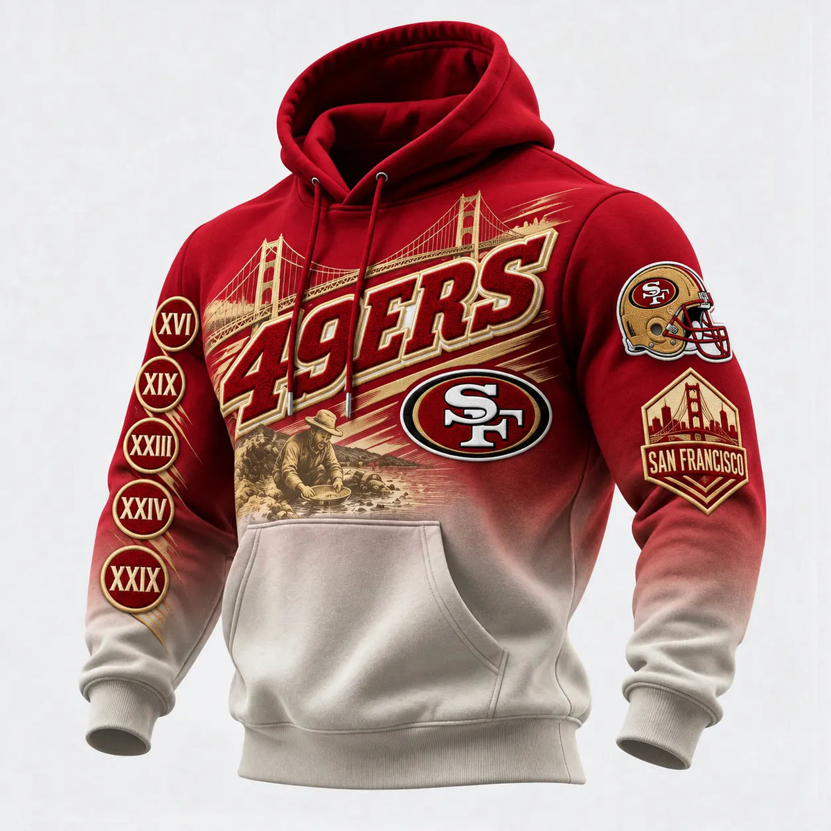 Rugby-print Hooded Sweatshirt