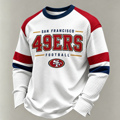 Men'S Print Football Fans Gameday Casual Waffle Long Sleeve T-Shirt ...