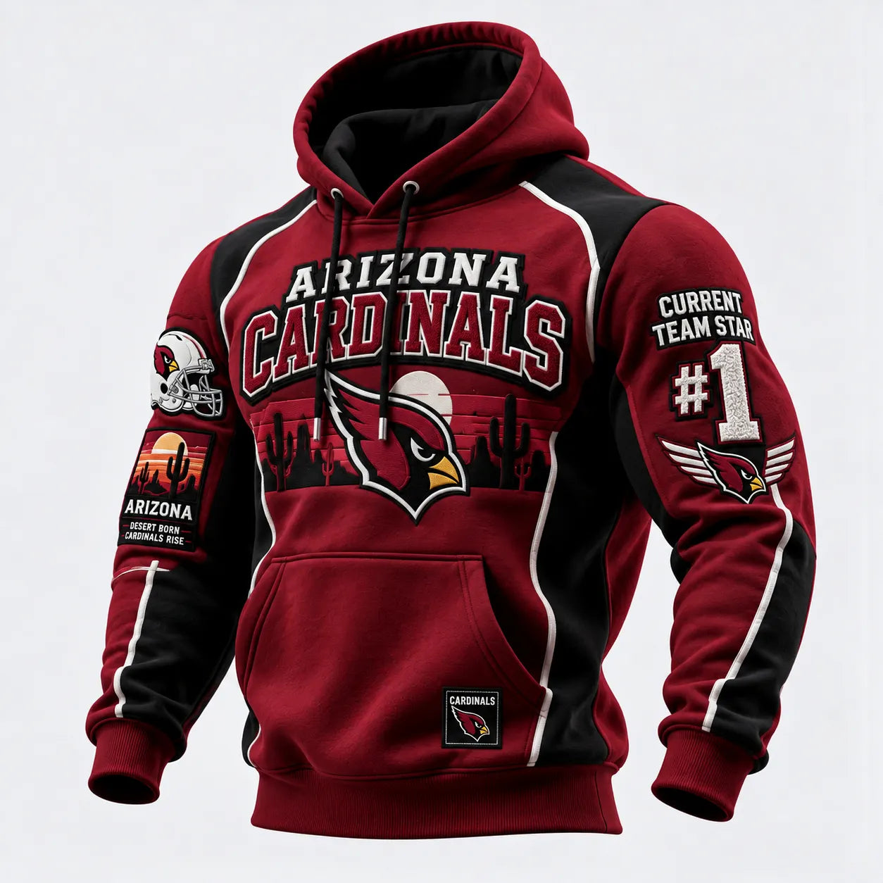 Rugby-print Hooded Sweatshirt