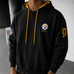 Unisex Casual-chic Rugby-print Hoodie