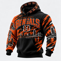 Rugby-print Hooded Sweatshirt