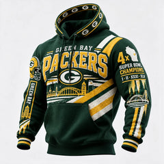 Rugby-print Hooded Sweatshirt