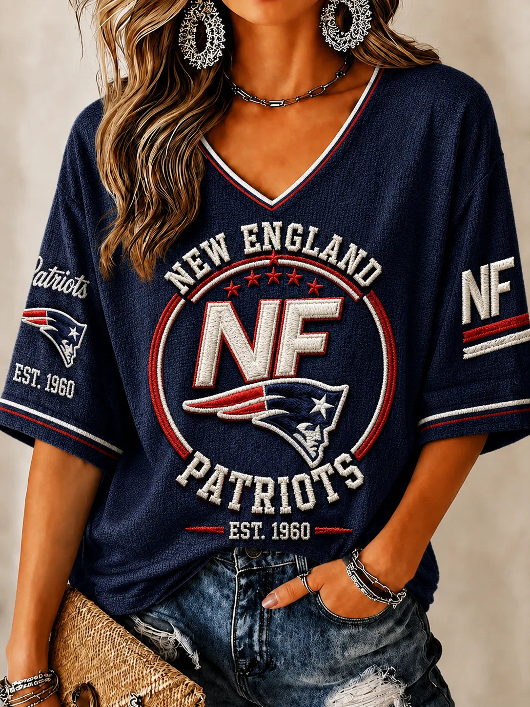 Women's Casual V-Neck Textured Sports Top
