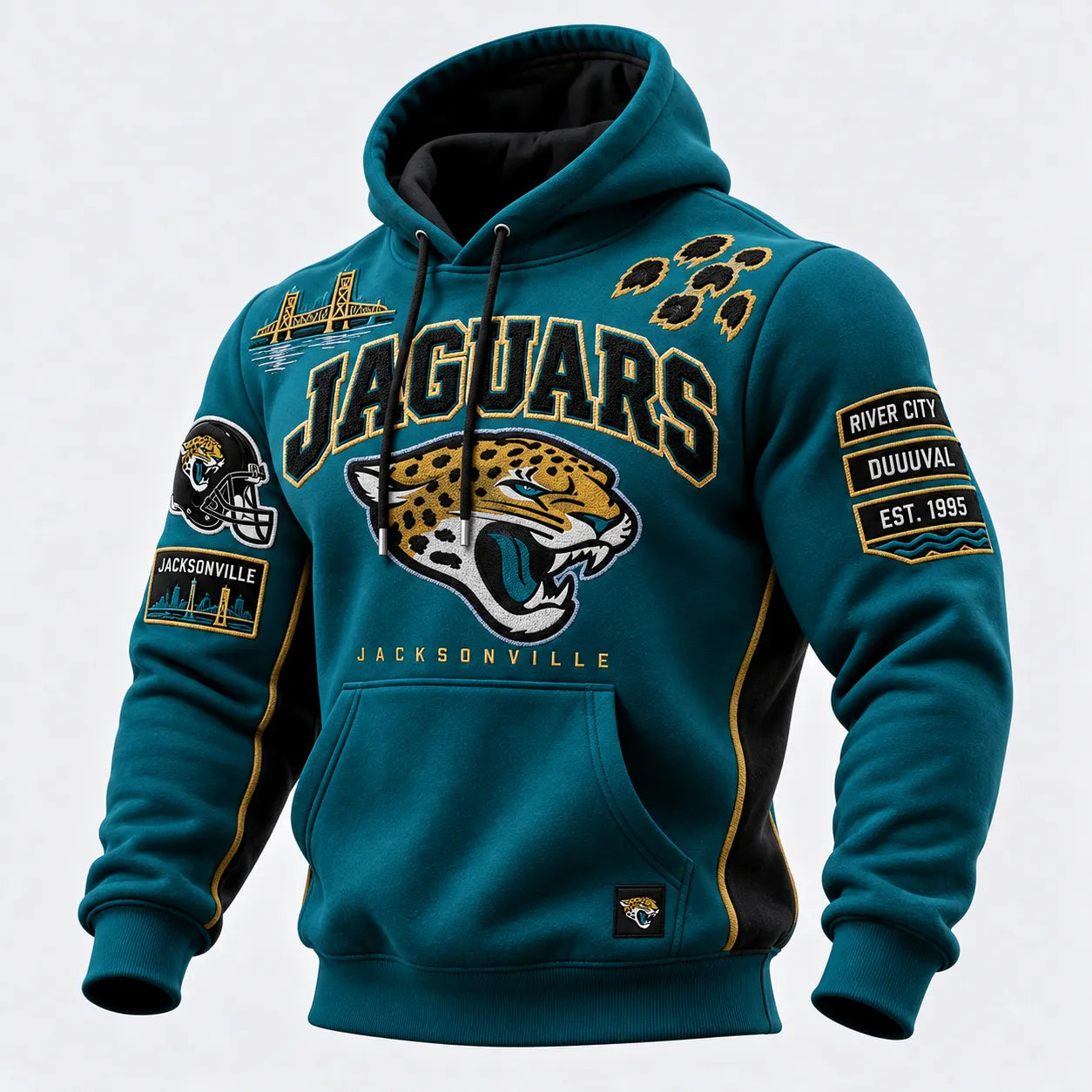 Rugby-print Hooded Sweatshirt