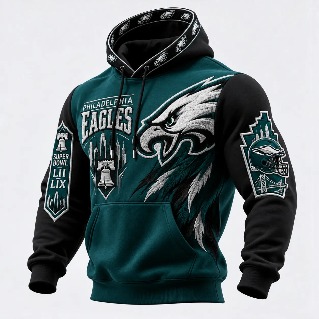 Rugby-print Hooded Sweatshirt