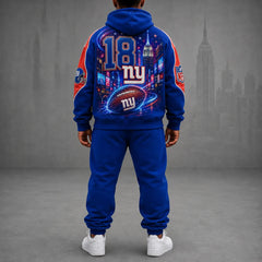 Unisex Casual-Chic Rugby-Print Hoodie And Jogger Set