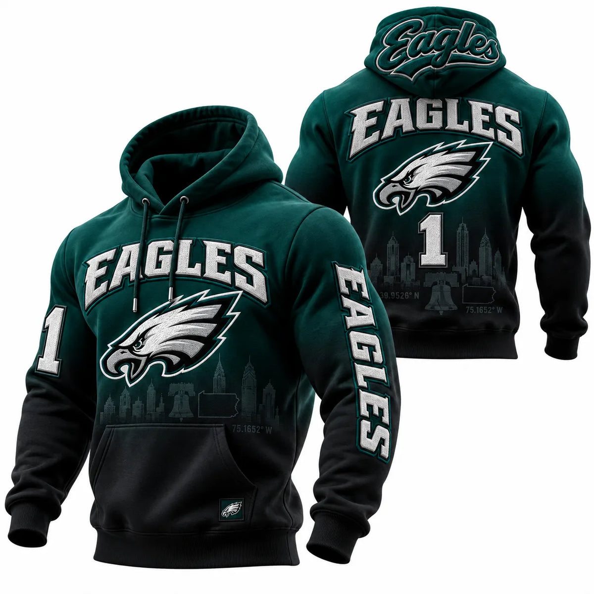 Rugby-print Hooded Sweatshirt