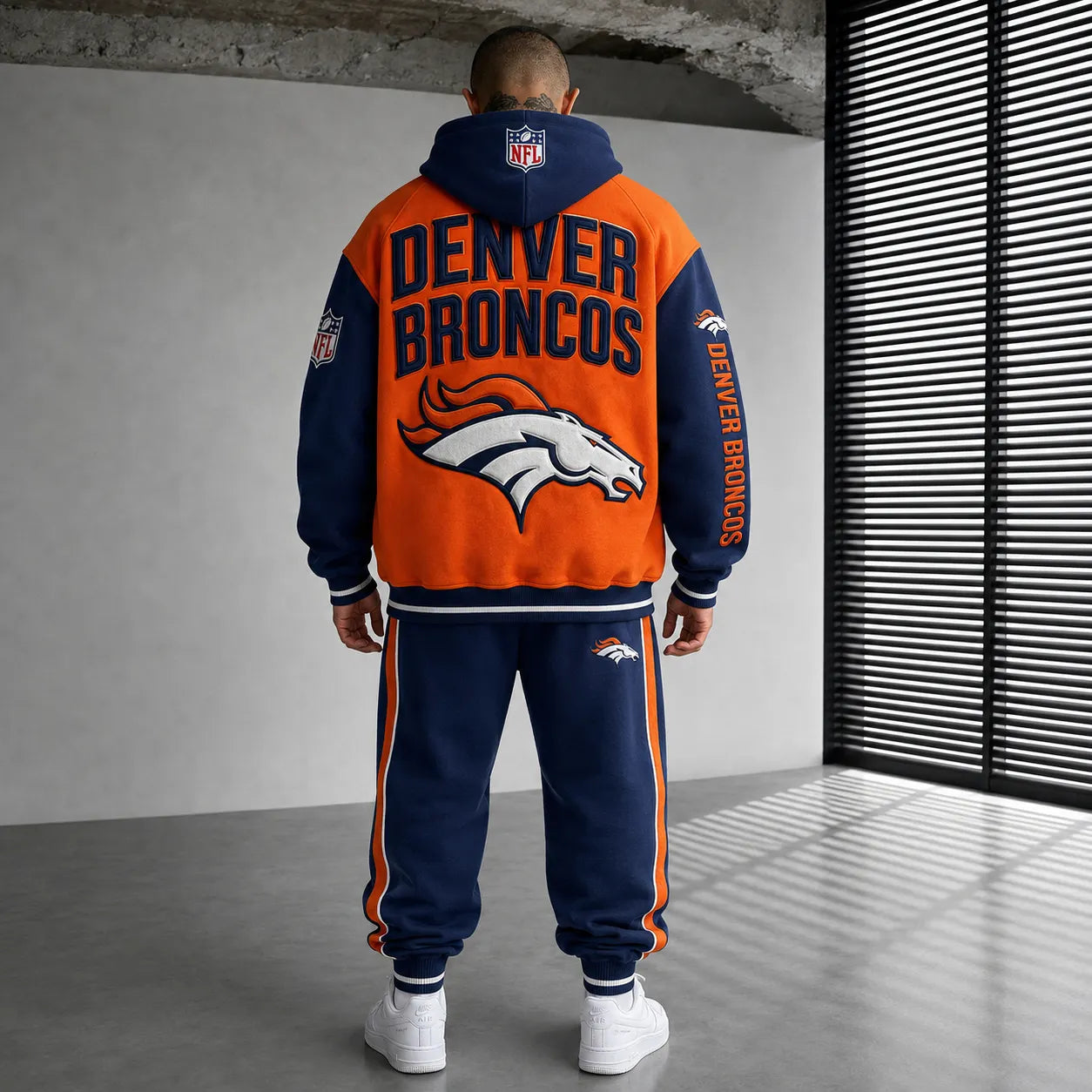 Unisex Casual-Chic Rugby-Print Hoodie And Jogger Set