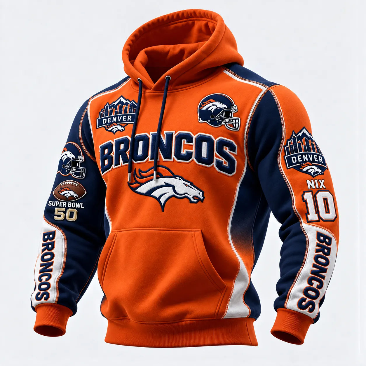 Rugby-print Hooded Sweatshirt