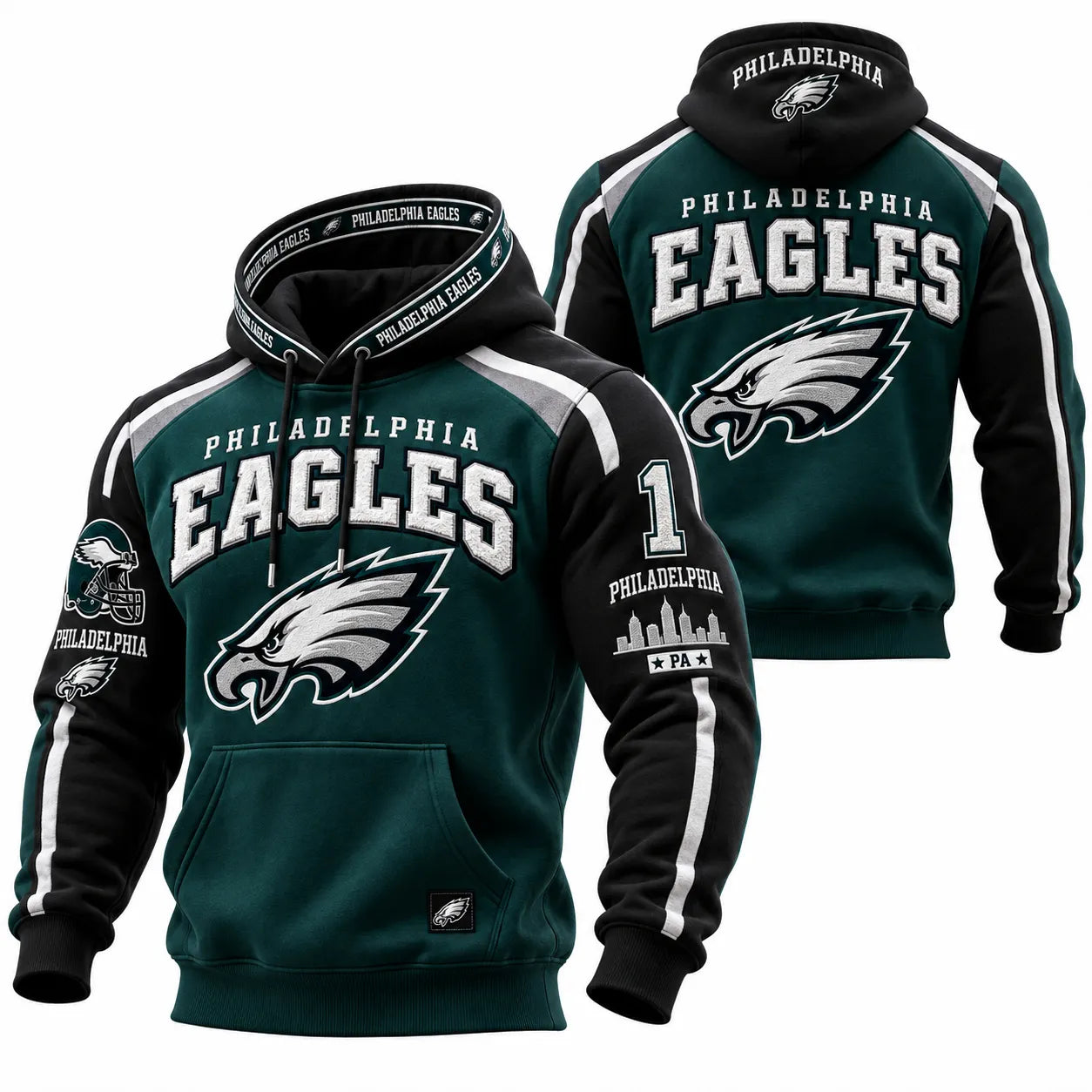 Rugby-print Hooded Sweatshirt