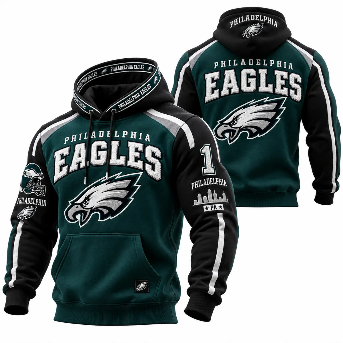 Rugby-print Hooded Sweatshirt
